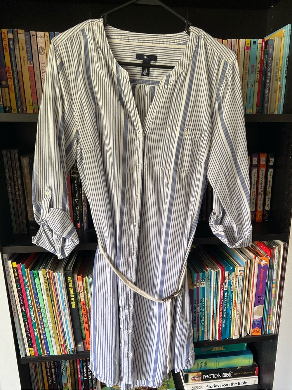 GAP Navy & White Striped Button-Front Shirt